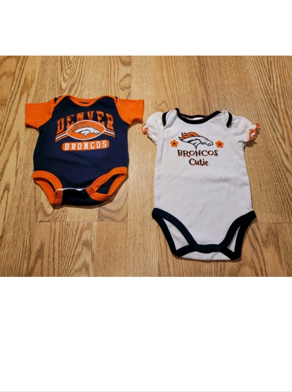 Denver Broncos Baby Girls Bodysuits Shirts Size: 0-3 Months Lot Of 3